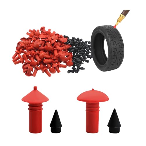Bittwee Mushroom Shaped Car Tire Repair Insert Plugs 90PCS Rubber Vehicle Wheel Sockets Tool with 90PCS Pins Practical Automotive Replacement Parts Universal for SUV RV Truck (Large)