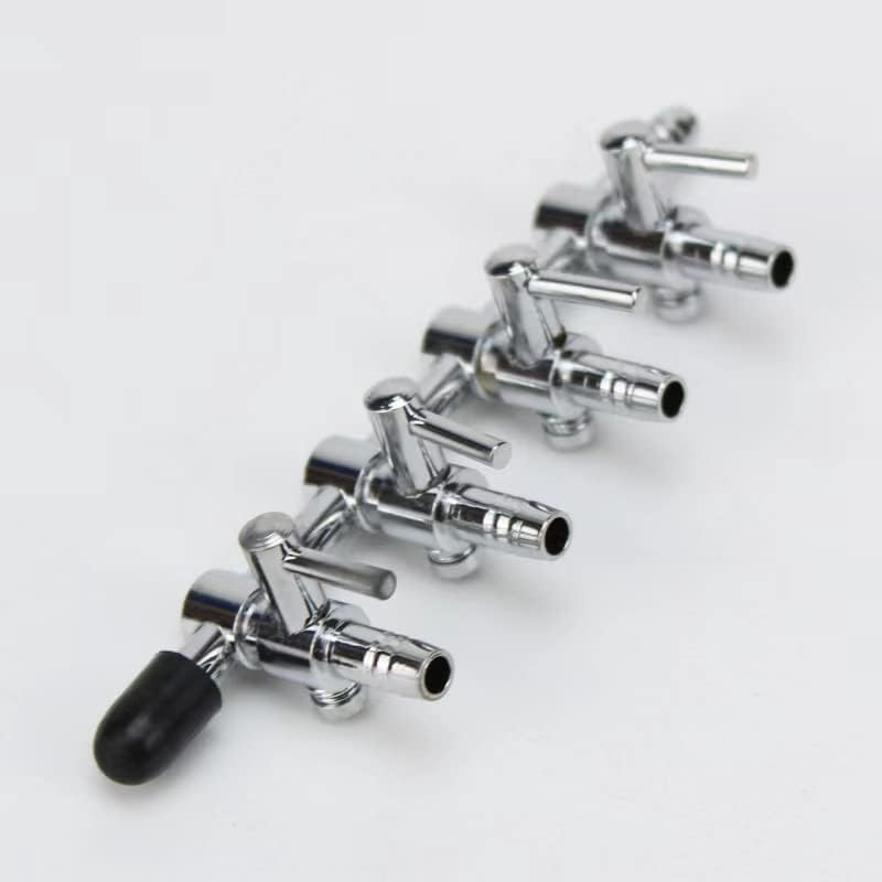 Image of 2 Pcs Silver 4-Way Air Flow Control Lever Valve with Airline Tubing Connector for Aquarium, Air Pump Accessories