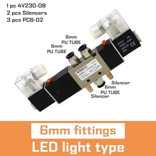 Électrovanne 4V230-08 triplement positionnée normalement fermée DC24V avec raccords - 3