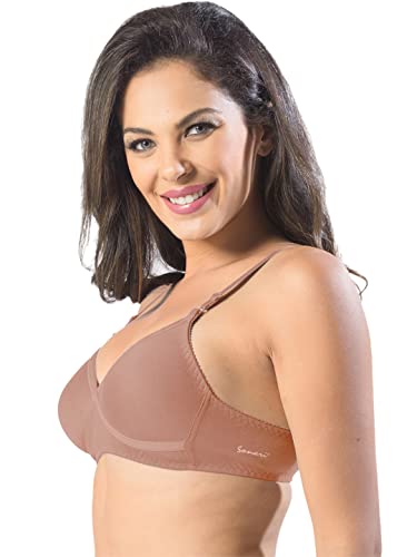 Image of SONARI Violet Womens Non Padded Regular Cotton Bra | Wire-Free, Medium Coverage, Sewn-in Bump for Natural Lift, Polycotton Blend Fabric, Hook & Eye Closure, Adjustable Straps