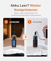 Vacbird 10 Stück Vakuumbeutel für Kleidung mit wiederaufladbarer elektrischer USB-Pumpe, 5x 54x74x12cm und 5x 61x84x12cm – platzsparende Vakuumierbeutel für Reisen und Kofferorganisation – Ansicht 2