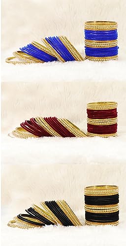 Image of NMII Glass with Plain and Glossy Finished Bangle Set For Women and Girls