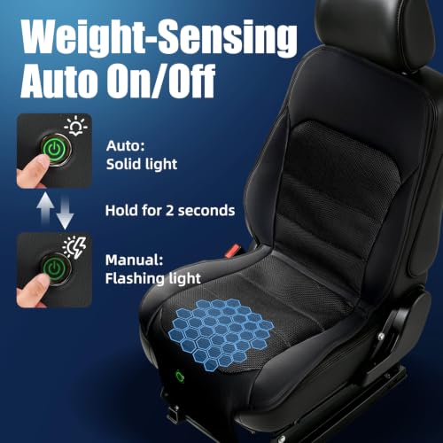 Cooling Car Seat Cover, Cooling Seat Covers For Cars Trucks, 2 Turbon Fans Auto On/Off 12V-24V 3-Speed Air Cooled Seat Cushion, Universal Fit for Summer Truck Office, Non-slip Breathable 3D Mesh by DiHTing - Used condition - Image 4
