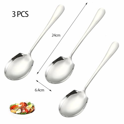 Miniatura 7 de 3 Piezas Cuchara De Servir Grandes Cucharas De Ensalada De Acero Inoxidable Serving Spoon Con Mango Largo Para Banquete Hotel Restaurante Buffet 24 X 6.4 Cm