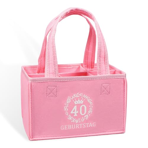 Flaschentasche - Filztasche für 6 Flaschen, Geschenke zum 40 Geburtstag Frauen Geschenk, Einkaufstasche mit Trageschlaufen und Aufdruck, Für Frau, Freundin,...