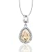 Osiana"Honeymoon"Teardrop Pendan Necklace Gift With Swarovski Crystal 18K GP 18"Champagne