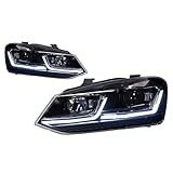 DFKAHF Auto Parts Compatible For VW POLO Headlights 2011-2018 GTI Latest Styling LED Daytime Lights Dual Projector Car Accesorios Modified(Blue,Right Steering)