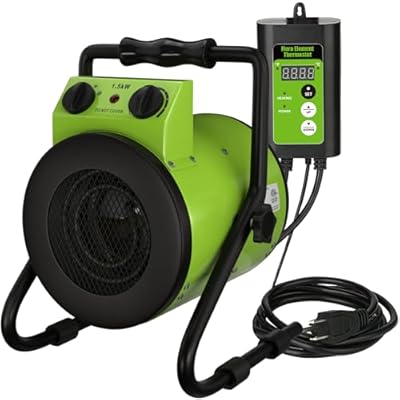 Gardtech Greenhouse Heater with Digital Thermostat, 1500W Portable Outdoor Heater with Overheat Protection, Grow Tent Heaters [Stronger air volume] Fast Heating for Patio, Garage, Flower House(Green)