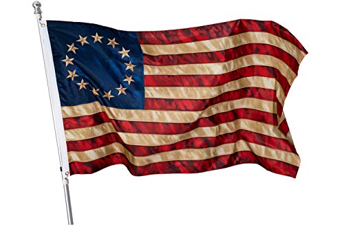 Homissor Tea Stained American Flag 13 Stars 3x5 Outdoor- Betsy Ross Flag 13 Colonies Primitive Vintage US USA Flags Banner Heavy Duty (Tea Printed Star Flag) by Homissor - Used condition - US$8.54