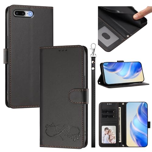 Jiajihua Cover Compatible with iPhone 6 Plus / 7 (8) PlusPhone Case【Card Cash Slot Wallet Design Flip Kickstand Drop Protection】 Black