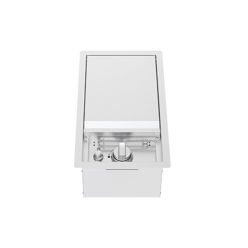 SPIREBuilt-in Stainless Steel Searing Side Burner with Lid, 18000BTUs, Outdoor Propane Grill & Cooking, BBQ Grill, Convertible to Natural Gas, Perfect for Custom Kitchen Islands, 760-0024B