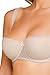 Rosme Women's Balconette Bra with Push Up Effect – Plus Size Sexy Lace Demi Half Cup Bra – Lightly Padded Underwired Low Cut Mesh Design Grand, Beige, Size 48A