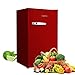 ASCOLI Retro Mini Fridge 85L, Compact Refrigerator, Under Counter Fridge, Direct Cooling, Super Quiet, Adjustable Racks, Defrost, Mechanical Control, Led Light