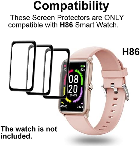 Screen Protector for H86, Compatible with MOREPRO, FITVII Fitcloud Pro H86 1.57inch Smartwatch for Women, 3-Pack, Square, 3D Full Coverage, Curved Edge frame, Anti-shatter, Anti-scratch