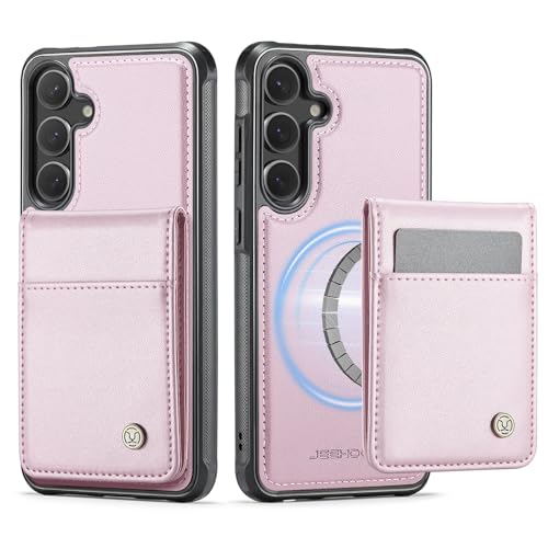 Samsung Galaxy S26 Plus�p�A�J�[�h�z���_�[�t���E�H���b�g�P�[�X(�J�[�h4��)�A���U�[�P�[�XRFID�u���b�N�N���W�b�g�X���b�g�L�b�N�X�^���h�ϏՌ����C���O���\�J�o�[(Pink)