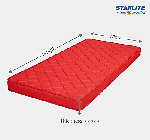 Image of Sleepwell Starlite Mega Extra Firm Single Size Foam Mattress (72x35x4 Inches)