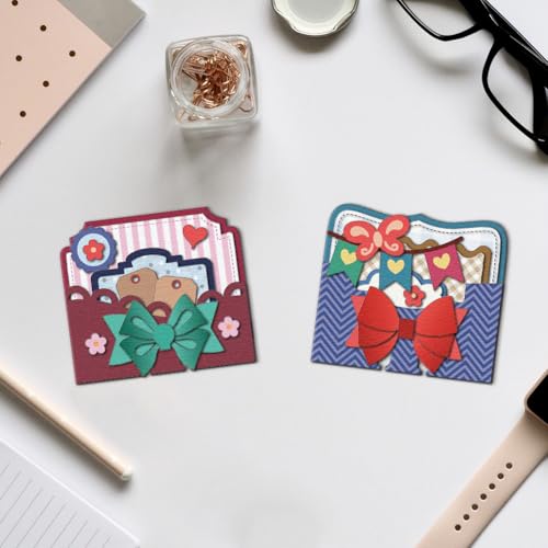 DELORIGIN Matrizes de corte de arco de cartão 3D, estêncil, metal, laço, cartão, recortes, scrapbook