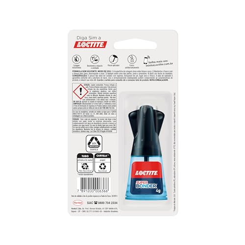 Loctite Super Bonder Pincel, Cola Forte com pincel aplicador, Super Cola transparente de secagem ráp