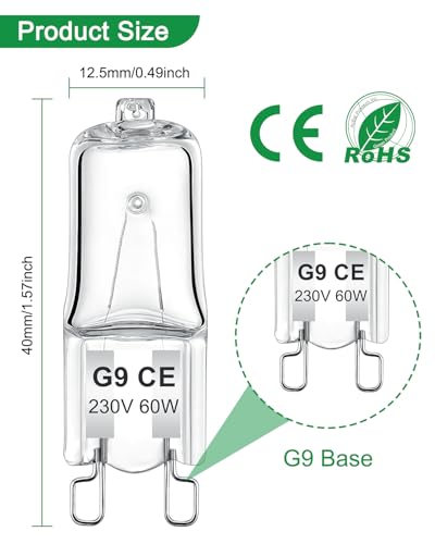 AUZOSL G9 Halogen Bulbs - 60W Bright Energy Efficient Replacement (Pack of 12) - Long-Lasting Lighting Solution - Image 2