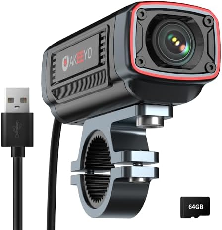 AKEEYO AKY-710S Motorcycle/Bike Camera 4K 28fps, 2K 55fps, Wide-Angle 142°, IP67, 5MP, Loop & Emergency Recording, Parking Monitor, Bicycle,Outdoor Sports, Rechargeable, 64GB Card Included