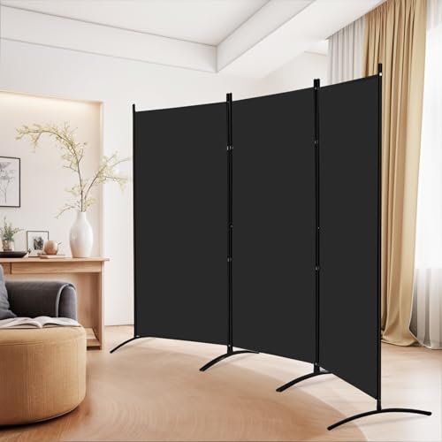 ZENY Room Divider, 3 Panel Folding Privacy Screens, Freestanding Room Divider Panel for Home, Office, Room, 101" W X 71" H (Black)