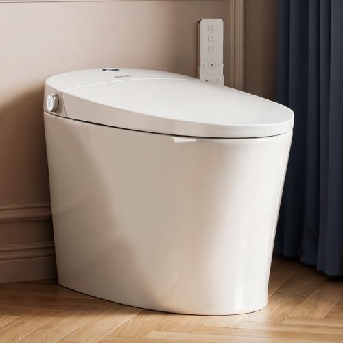 EPLO Smart Toilet,One Piece Bidet for Bathrooms,Modern Elongated Toilet with Multiple Washing,Warm Water,Dual Auto Flush,Foot Sensor Flush,Heated Seat,Electric Tankless Toilets with LED Display E16