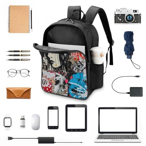 Mochila escolar de grafiti japonés con gran capacidad de 40cm para niños 4