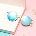 LianSan Classic Retro Metal Frame Round Circle Mirrored Sunglasses for Men and Women Glasses 3447 Sky Blue Glass Lens