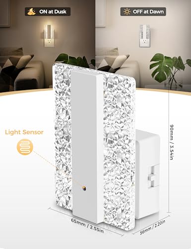 Image of DORESshop LED Night Lights Plug Into Wall, [2 Pack] Mordern Night Light with Dusk-to-Dawn Sensor, Dimmable Nightlights, Adjustable Brightness Night-Lights for Bathroom, Hallway, Bedroom,Stairway