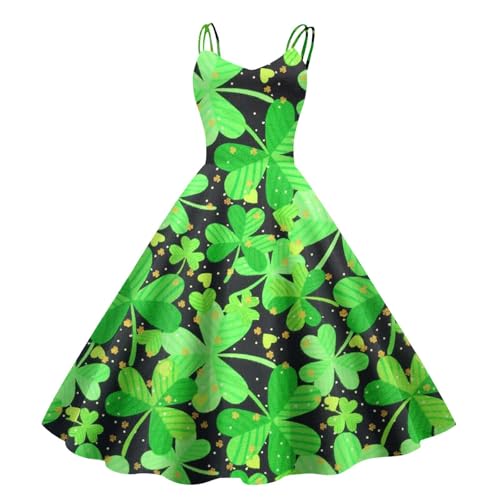 Vestido Rockabilly para mujer, disfraz de San Patricio, trébol verde, vestido de cóctel, elegante, vestido de fiesta, vestido de fiesta, vestido de noche, vestido de baile, disfraz de carnaval, 06