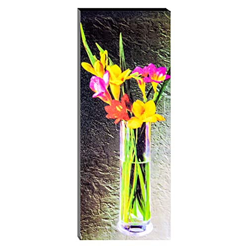 Image of Indianara Set of 3 Multicolored Flowers in a Pot MDF Art Painting (63 FL) without glass 4.5 X 12, 9 X 12, 4.5 X 12 INCH