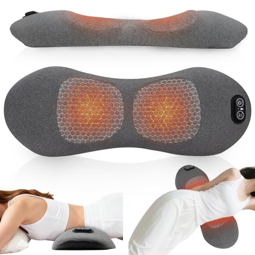BIZOI 3 In 1 RüCkenmassagegeräT Rückenmassagegeräte mit Wärme Vibration & Dehnung Ergonomische Rückenstütze Rückenmassagegerät mit intelligentem Steuerschalter für Unteren Rücken Nacken