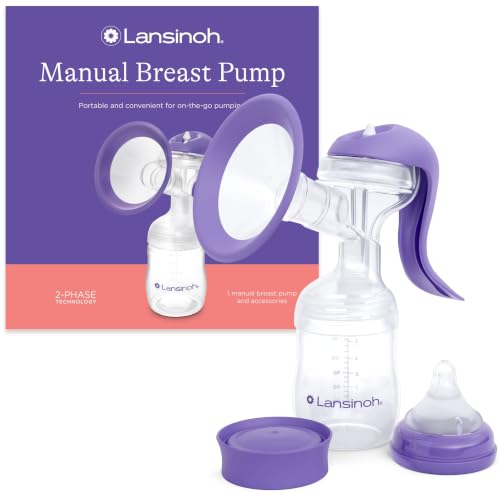 Lansinoh Manual Breast Pump Single Breastfeeding Milk Breastpump ComfortFit Breast Cushion Let-Down and Expression Customisable Pumping Modes Convenient & Portable Travel