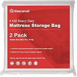 Mattress Bags for Moving and Storage, [2 Pack] 4 Mil Mattress Protector, Heavy Duty Clear Plastic Be