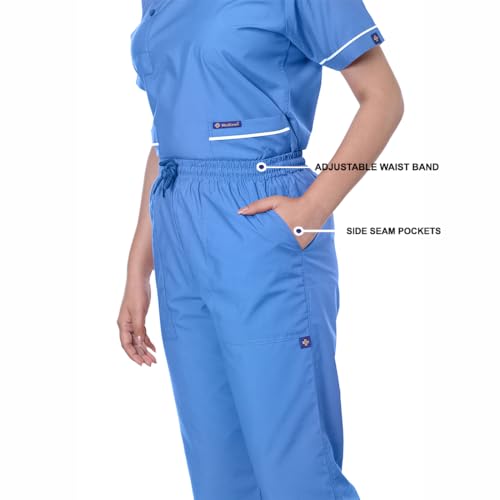 Image of Women's 5-Pocket Scrub Suit | Set of Top & Pant | Half Sleeves | Mandarin Collar | Breathable Polyviscose Fabric | Comfortable | Durable | Uniform for Doctors Nurse & Dentist SB 4XL