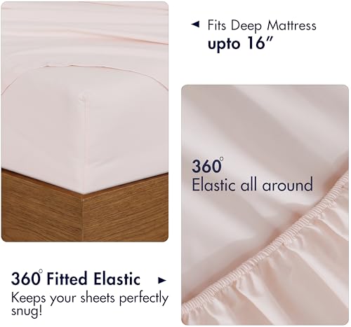 RUVANTI 100% Cotton Percale Sheets Queen Size, Blush Pink by RUVANTI - Used condition - Image 5