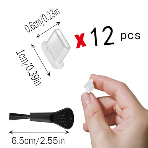 NEODTX USB C Staubschutz Stöpsel 12 Pcs SilikonhüLle USB 3.1 Typ C Port Für Meiste Typ-C Handy Tablet Zubehör iPhone 15 16 pro max Google Samsung Galaxy Xiaomi Redmi Motorola Schutzkappe (Transparent)