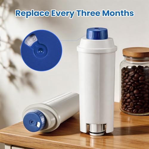 Image of 6-Pack Coffee Machine Water Filter Replacement Compatible with DeLonghi DLSC002, for Magnifica Evo, Dinamica Plus, Eletta Explore, ECAM, ETAM, ESAM Series Espresso Machines
