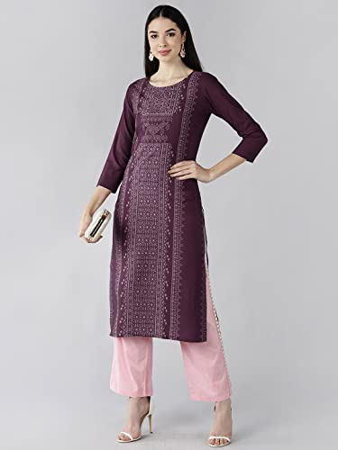 Image of Vaamsi Women's Crepe a-line Kurta (VPK1651E XS Maroon)