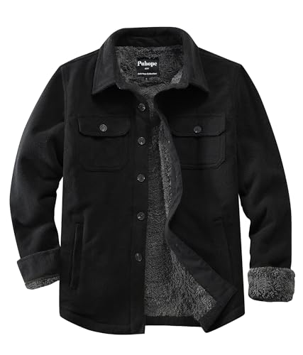 Men's fleece shirt jacket with multi pockets