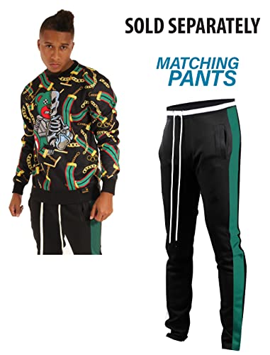 SCREENSHOT Men's Athletic Fitness Slim Fit Workout Track Pants BASIC S41700-Black/Green-Small