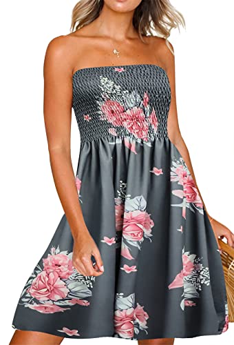 Image of Zyyfly Womens Summer Beach Dresses Strapless Cover Ups Dress Tube Top Sundresses