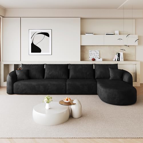 Sofá sin desconchar modular de esquina profunda con función de dormir en tejido chenilla suave 5