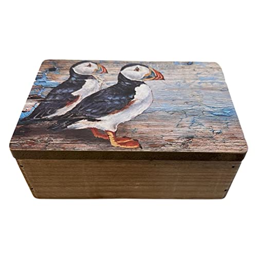 Thorness Mano Artigianale in Legno Trinket Stampato pulcinelle Jewellery Box