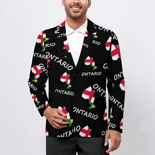 Ontario Flag Canada Canadian Classic Suits Blazer for Men Business Tuxedo Jacket Sport Coat Two Buttons2