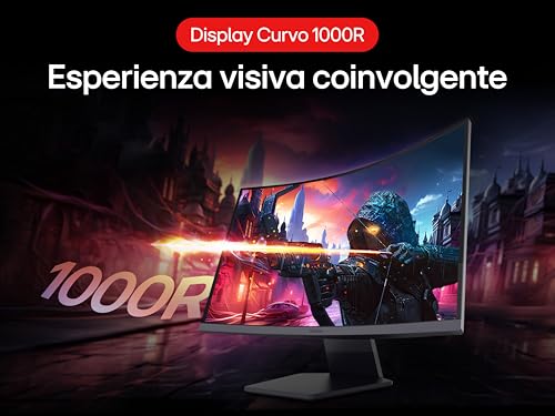 UltraGear 27GS60QC Monitor Gaming 27" Curvo QHD (2560x1440), 180Hz, 1ms, AMD FreeSync Premium, HDR 10, HDMI 2.0, DisplayPort 1.4, AUX, Flicker Safe, Nero - Monitor - Immagine 5
