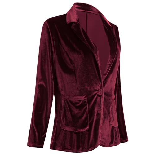 Velvet Blazers for Women Long Sleeve Open Front Button Velvet Blazer Jacket with Pockets2