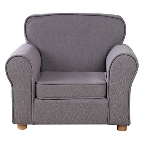 Babyland Big Kids Armchair,Linen Fabric Toddler Sofa Chair with Adjustable Wooden Legs for Children 0-6 Years Old (Gray) Cover