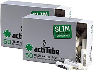 100 ActiTube (Ex Tune) Charcoal Filters Slim Smoking Papers Joint Tips Tubes