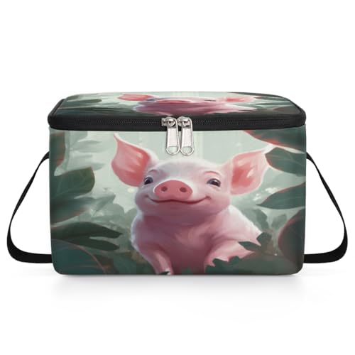Cartoon Pig Lunch Bags for Women Men 9 Cans, Hot & Cold Food Delivery Bag Insulated Grocery Bag Insulated Lunch Box Pig Cooler Bag for Office Work Picnic Beach